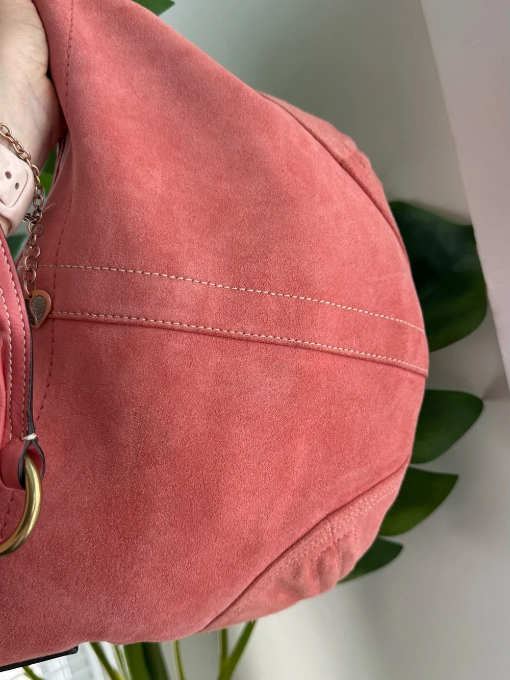 Coach Suede Tassel Hobo in Dusty Rose